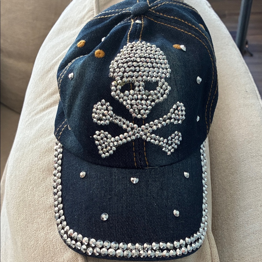 Rhinestone Skull and Crossbones Cap